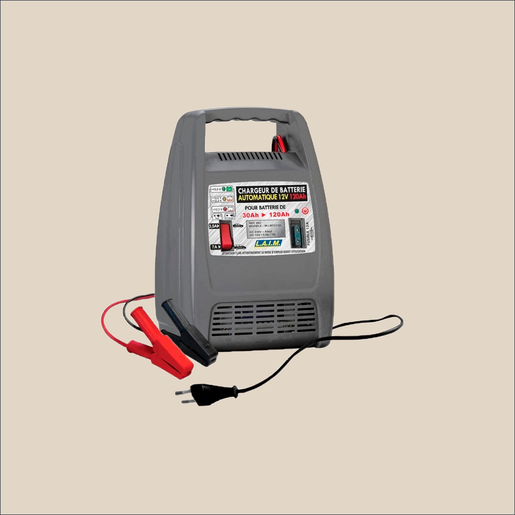 Chargeur batterie 12V 120Ah automatique pour batteries de 30 à 120Ah