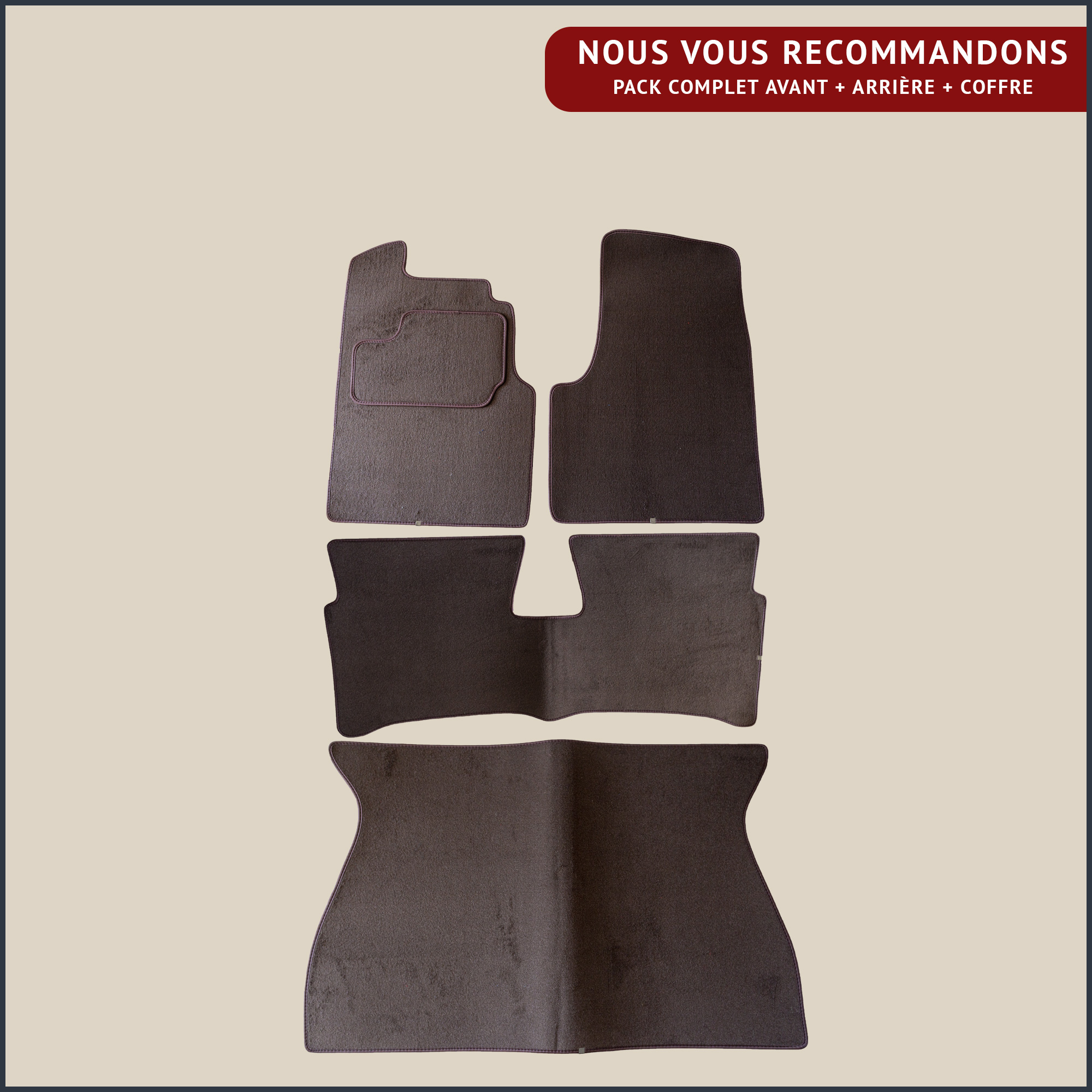 jeu de tapis marron pour renault 5
