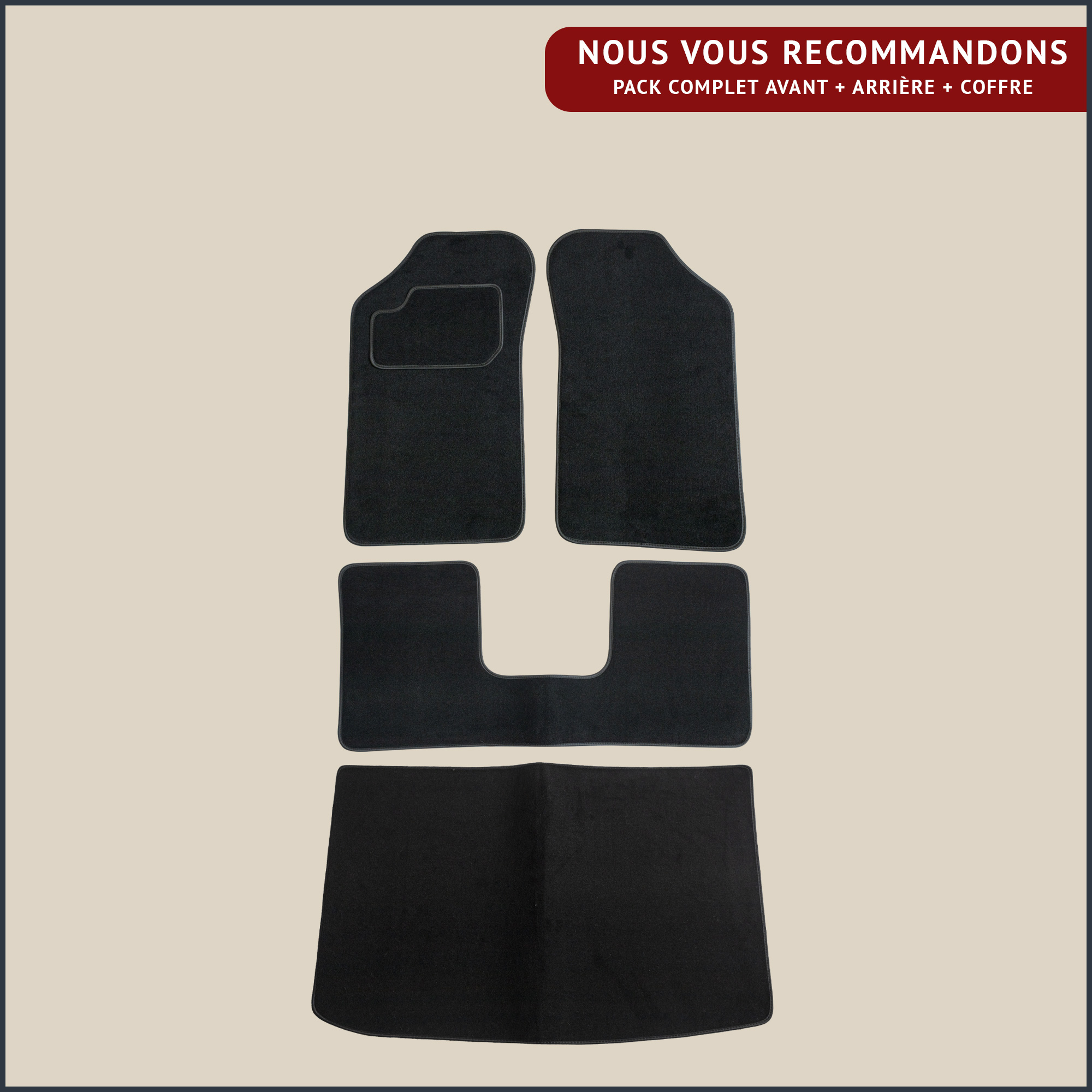 jeu de tapis noir complet pour peugeot 205