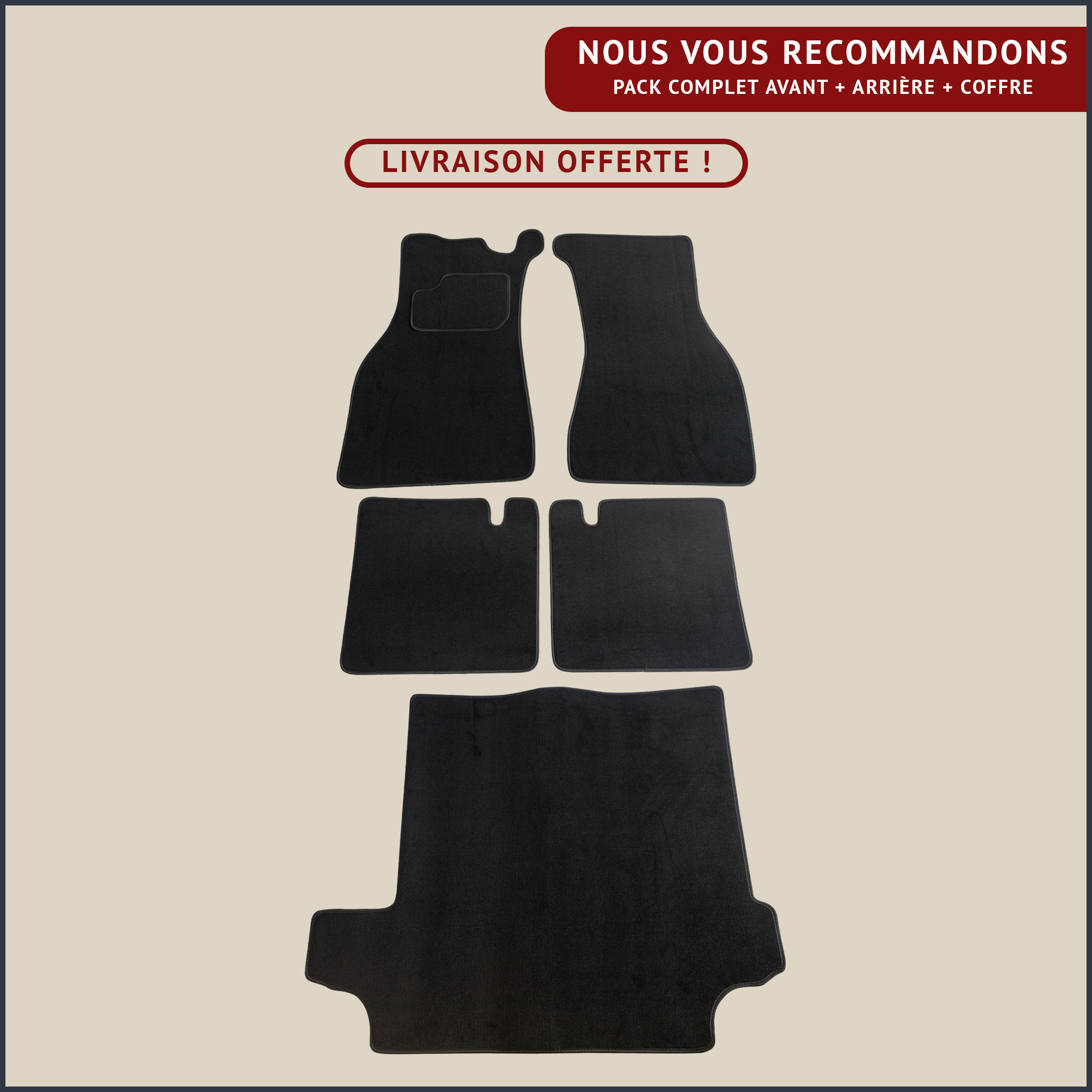 jeu de tapis noir complet pour peugeot 403