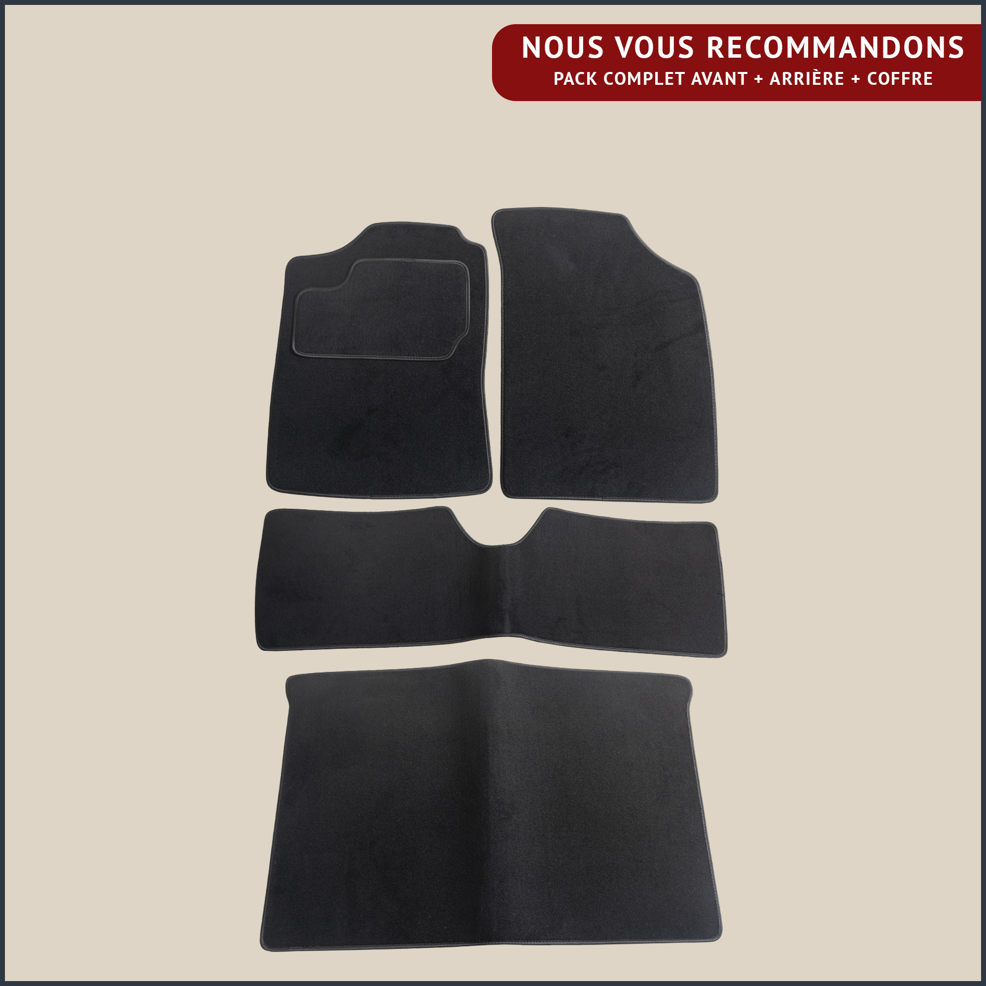 jeu de tapis noir pour Renault clio 1
