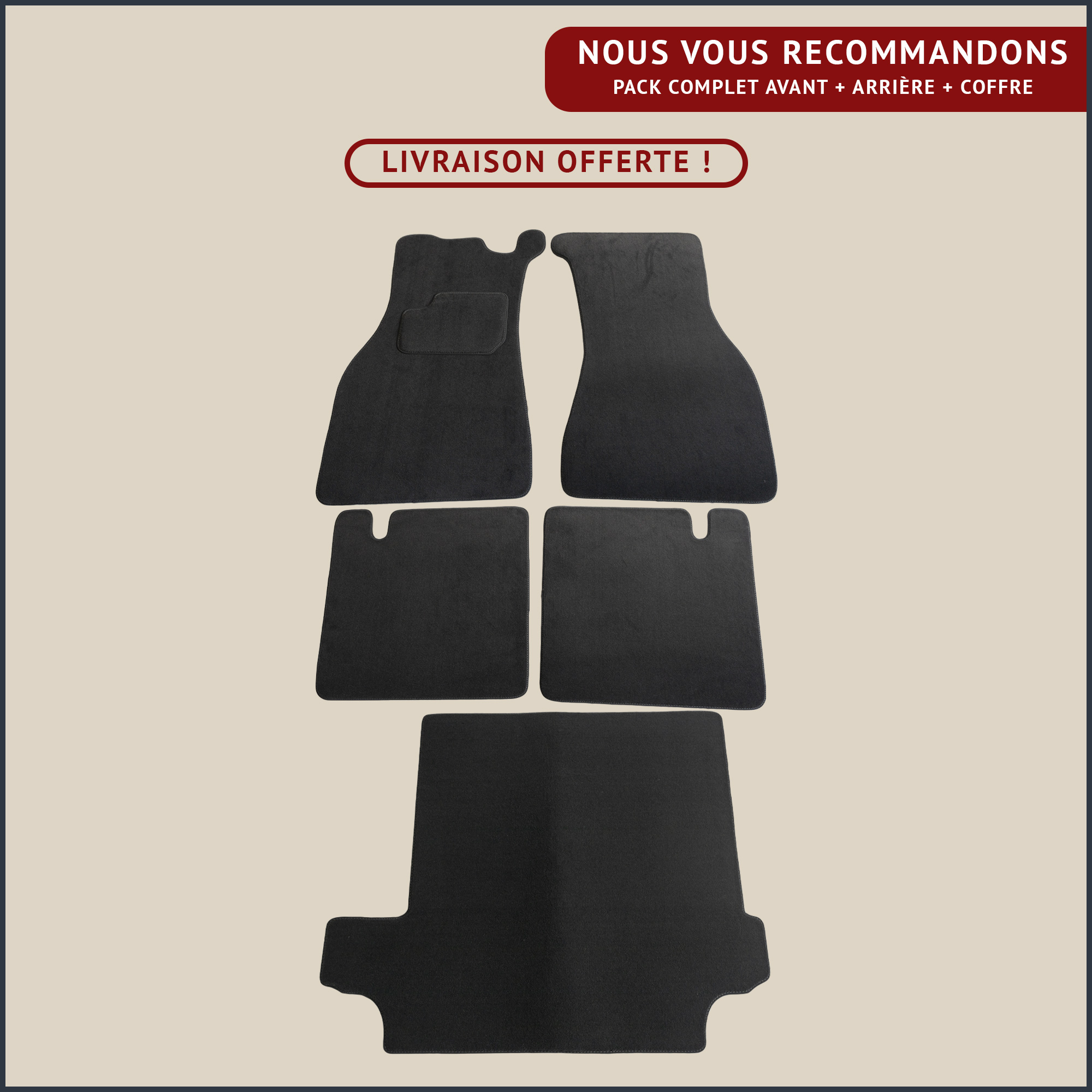 jeu de tapis surpiqure gris peugeot 403